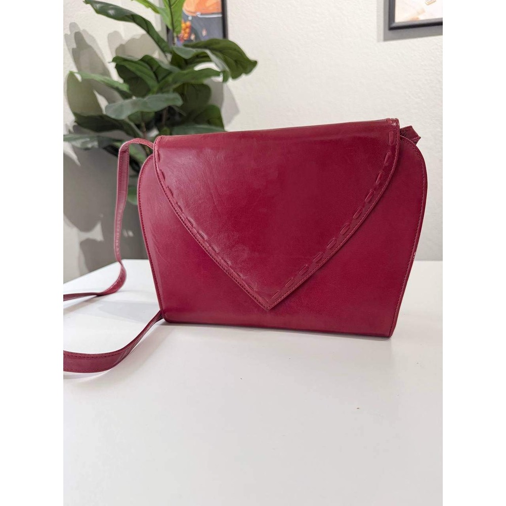 Nordstrom Vintage Magenta Red Leather Crossbody Bag Made in Italy Whipstitch